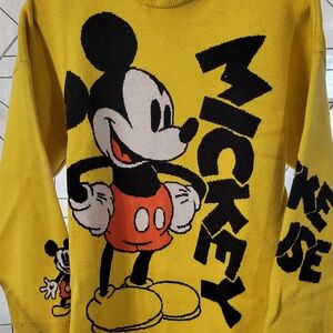 Disney Mickey Mouse Yellow Knit Sweater Size Xl